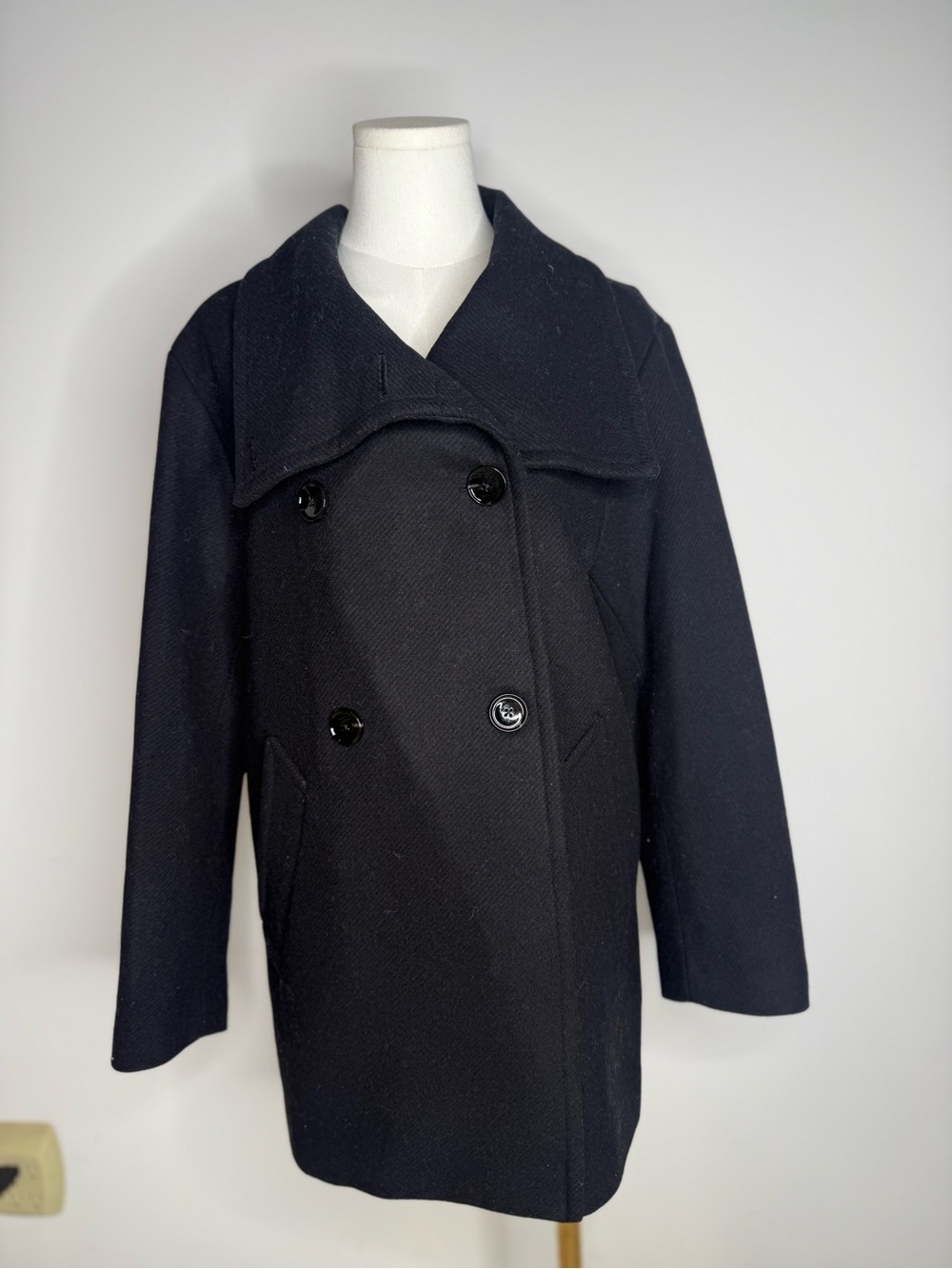 Mango Black Double-Breasted Pea Coat - Picture 6 of 11